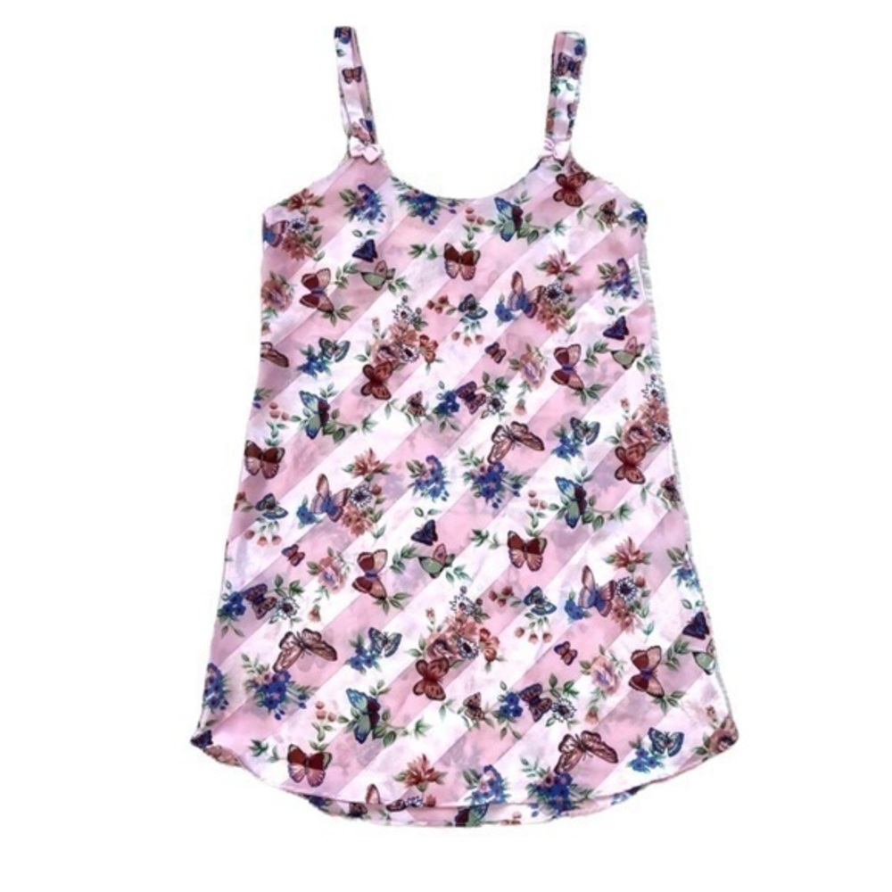 Y2k Vintage Butterfly Print Slip Dress lingerie pajama sleep chemise nightie top